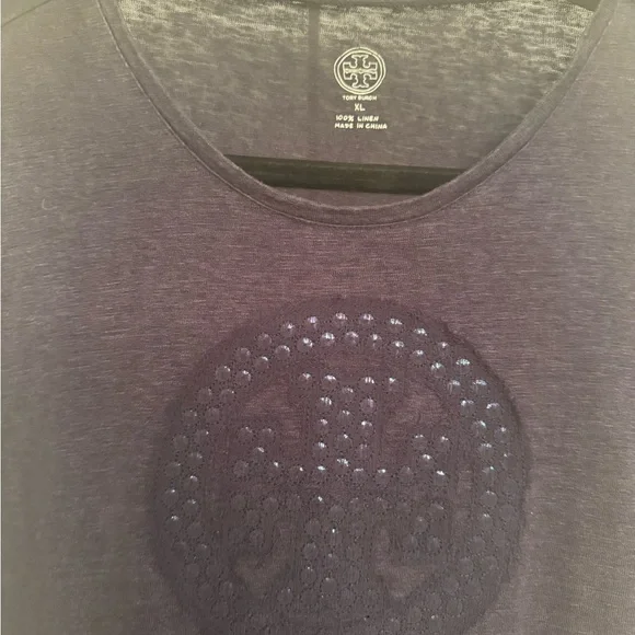 Tory Burch Navy Short Sleeve Tee - Picture 2 of 2
